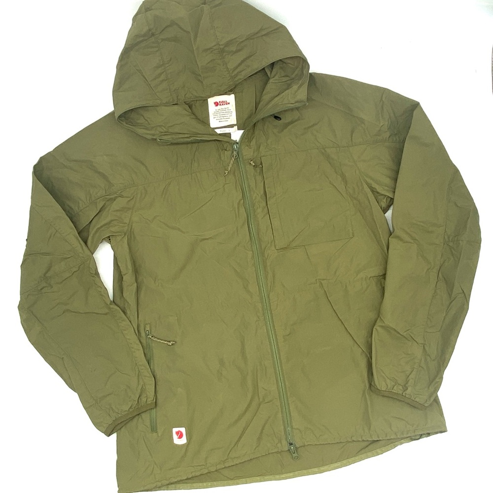 FJALLRAVEN KANKEN OLIVE ARMY GREEN HIGH COAST WINDBREAKER ZIP JACKET WOMENS LG